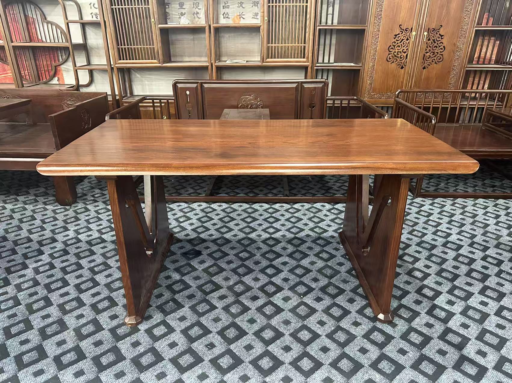 大办公桌MV腿全榆木干泡台字台画案