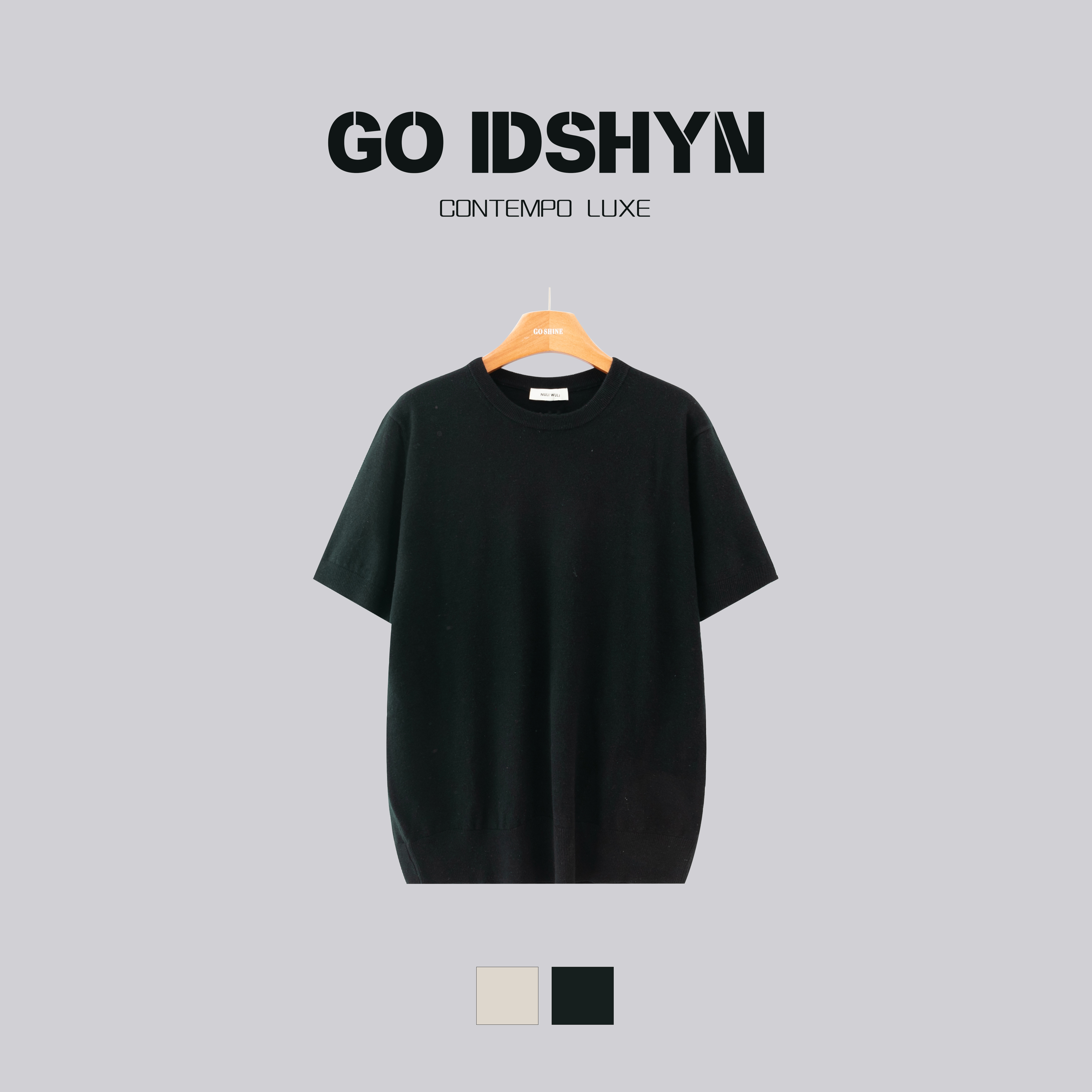 GO IDSHYN秋季上新纯色羊毛圆领T恤羊毛衫宽松型舒适短袖羊绒衫