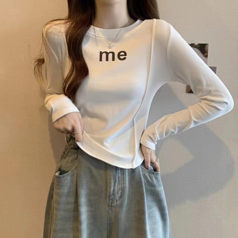 清 清 清」裸感般舒适！超亲肤~百搭印花修身显瘦女式打底衫L71527