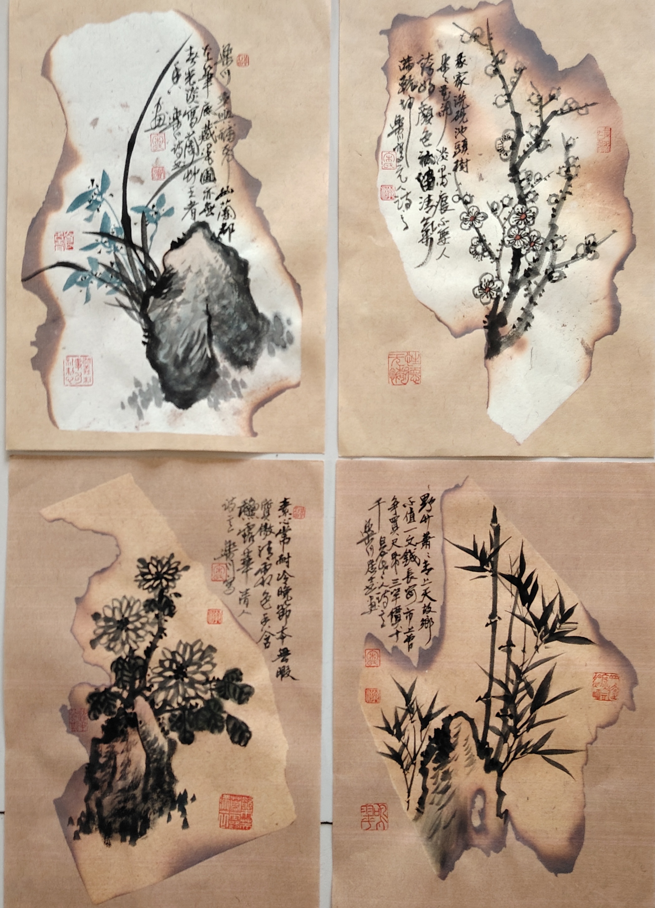 梅兰竹菊—君子图