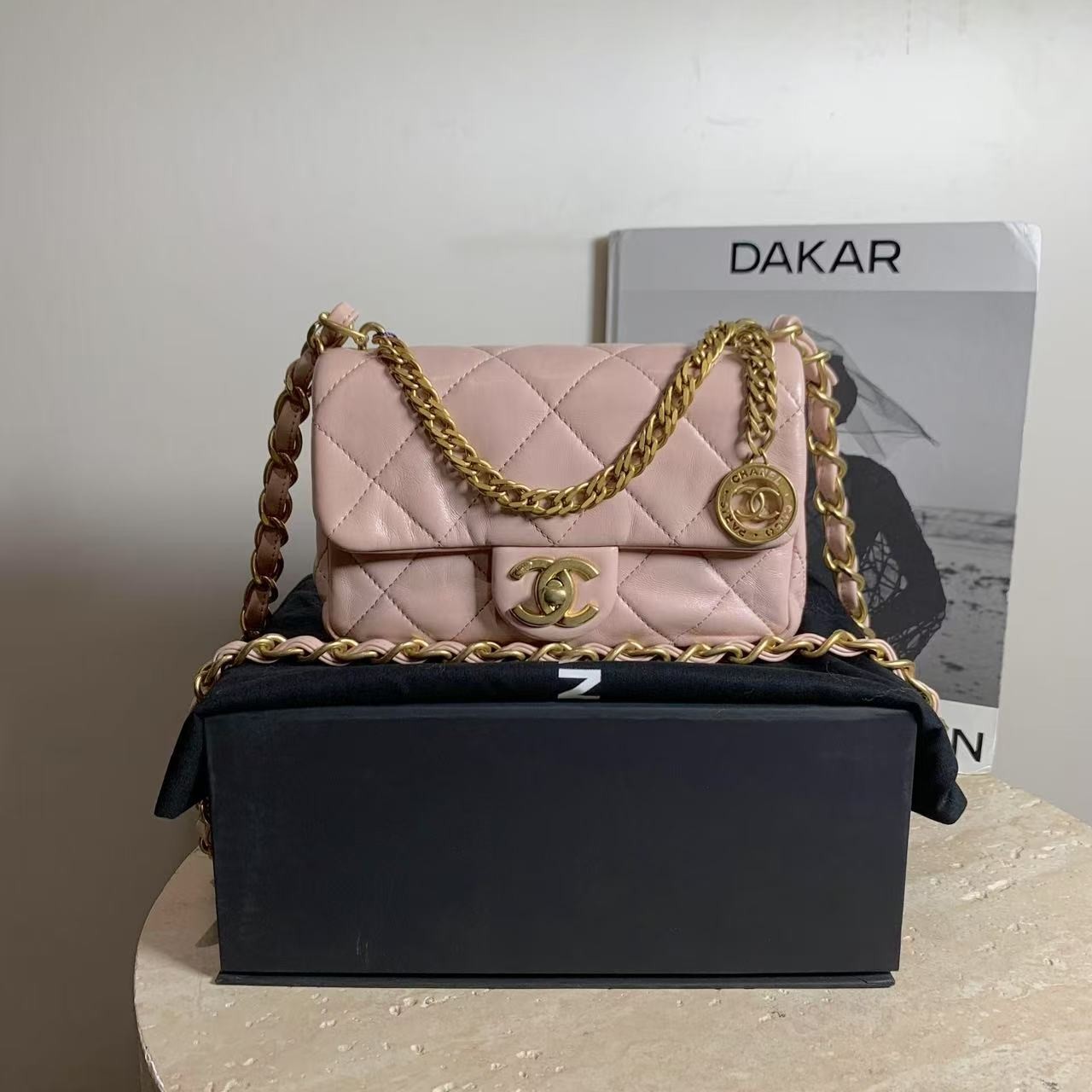 95新 Chanel/香奈儿 壹臻/樱花粉金币大 mini 29697764