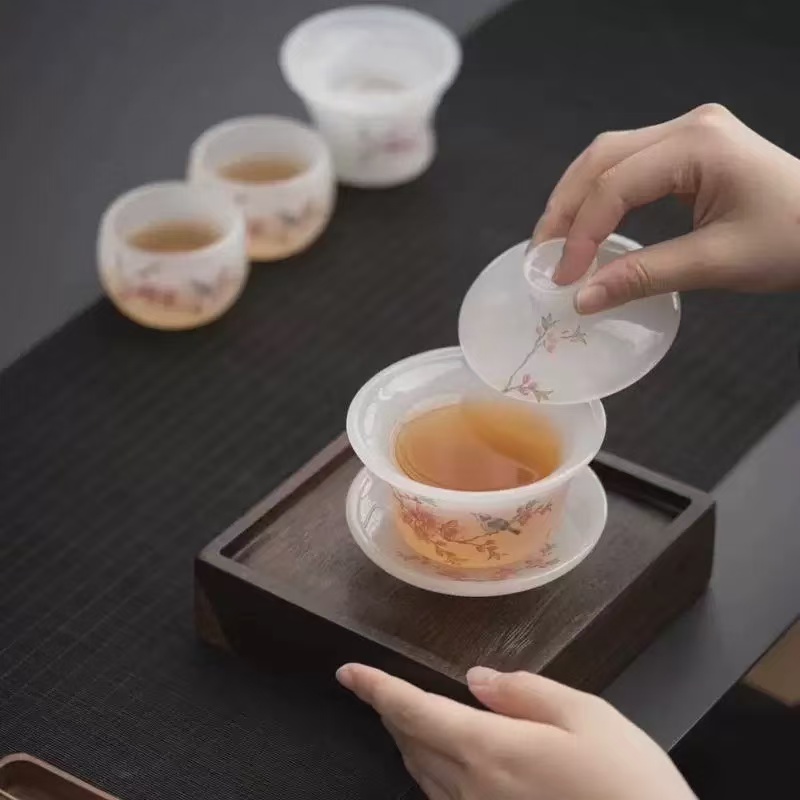 G1728-喜上眉梢琉璃盖碗XC