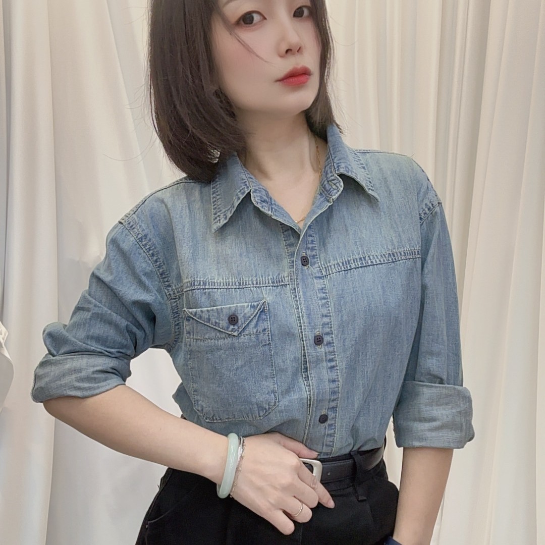 25秋女士显瘦高级感长袖牛仔衬衫