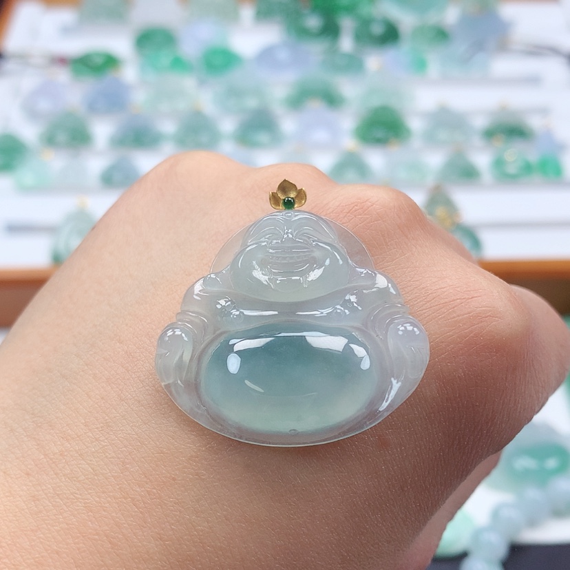 【闪购商品】翡翠吊坠(赠链)18K金镶嵌