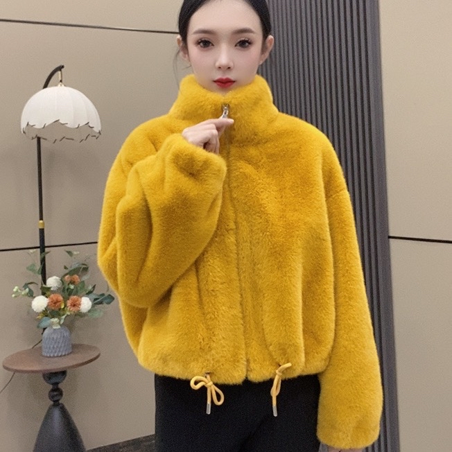 小个子水貂绒毛毛短外套女冬季洋气高级感流行显瘦环保皮草8806