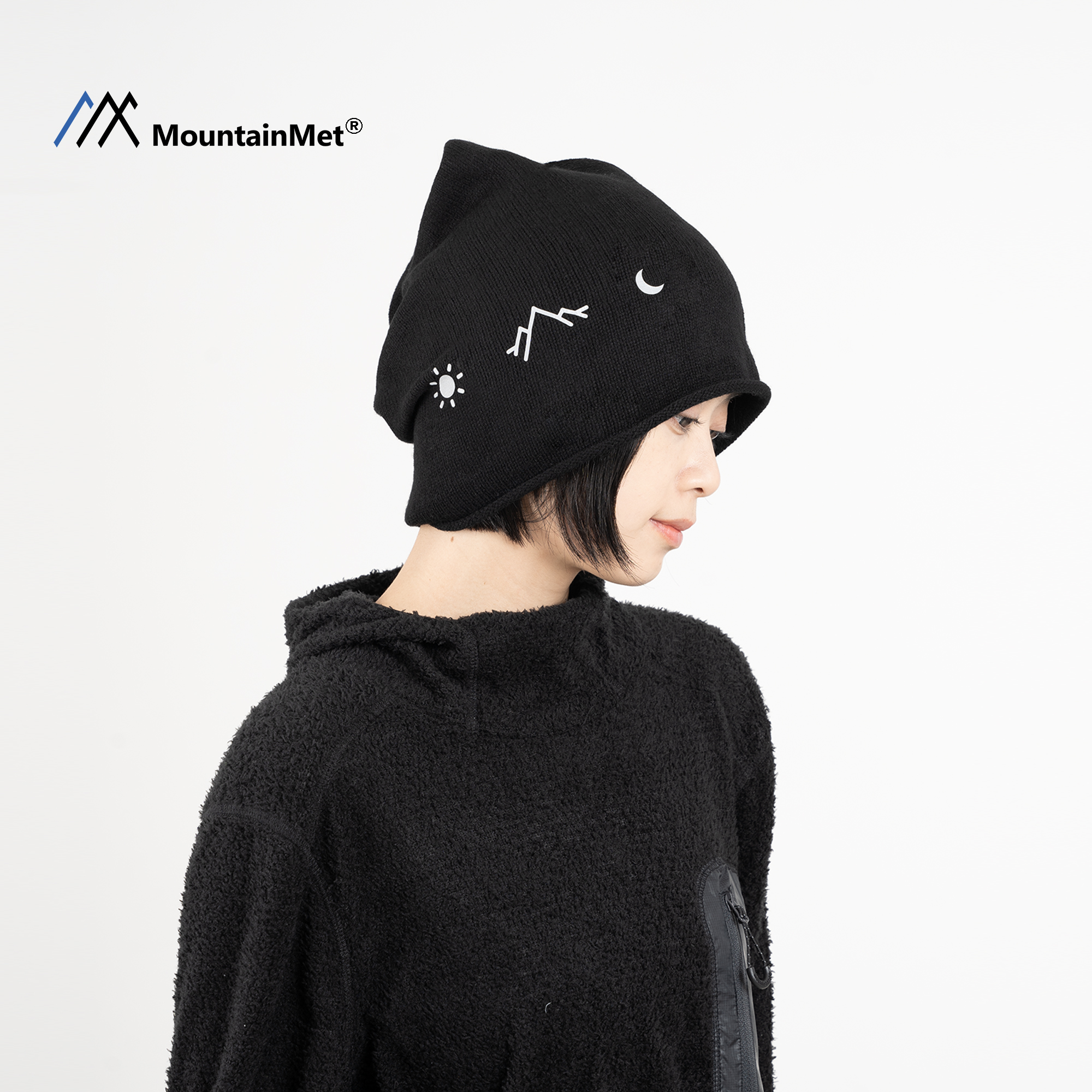 MountainMet羊毛极简风针织帽男女保暖显脸小包头帽毛线帽堆堆帽
