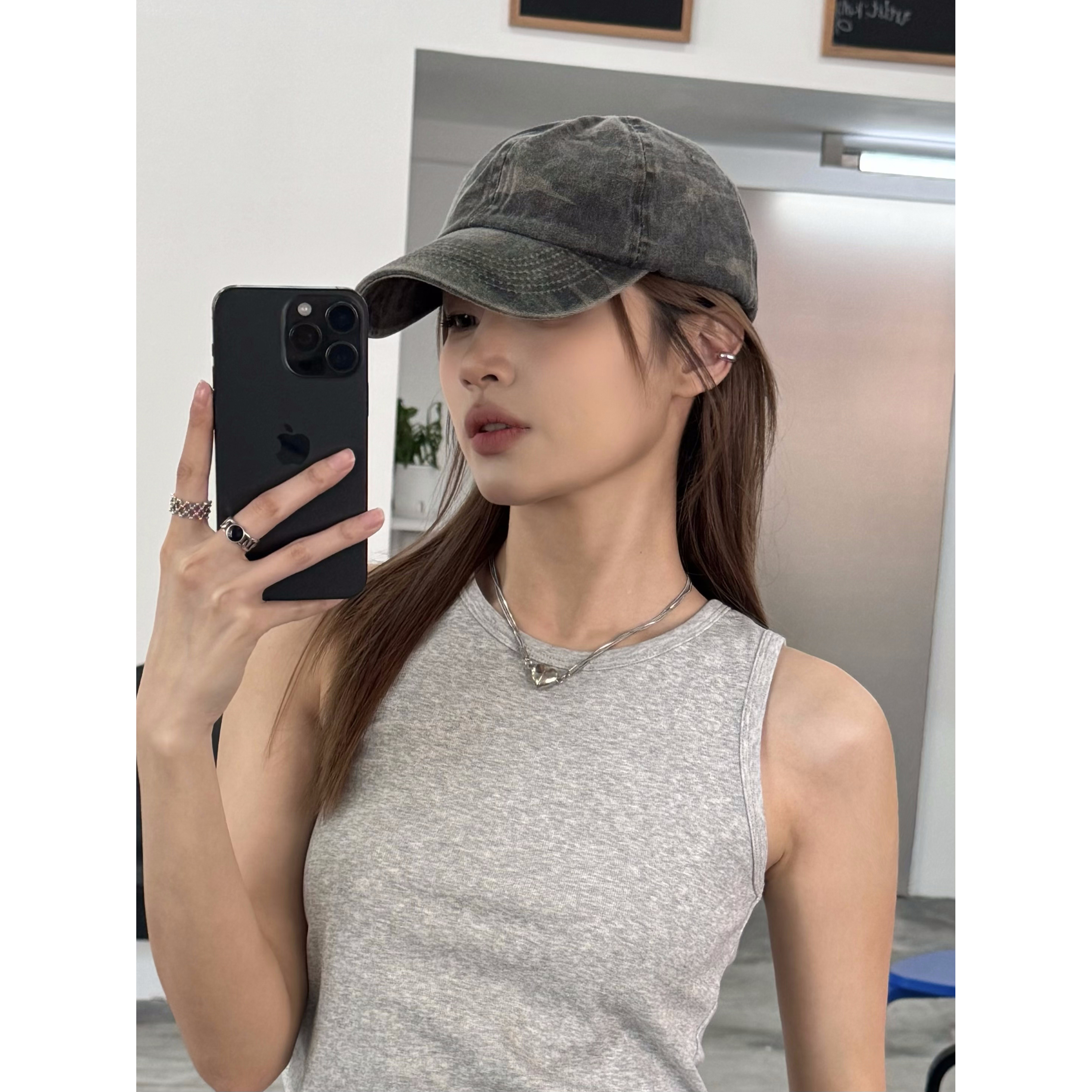 小众复古迷彩战术棒球帽女大头围情侣百搭防晒鸭舌帽子男显脸小潮