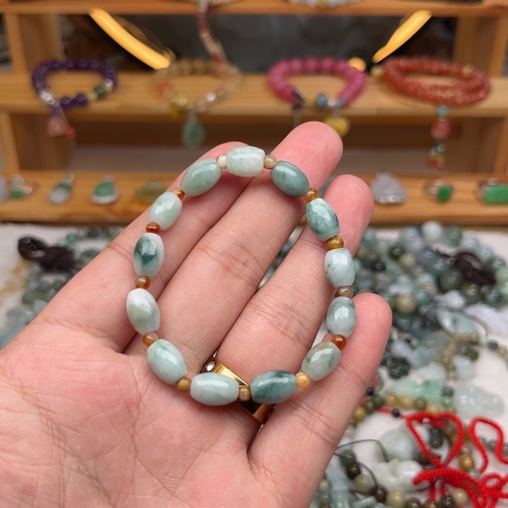 翡翠手链未镶嵌福利天然翡翠米珠手串