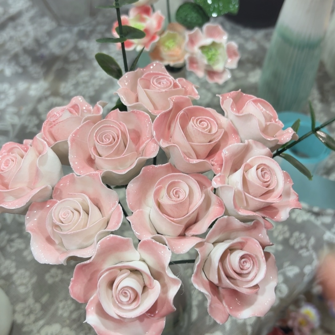 10朵送两根草陶瓷花满20元发货退款拉黑