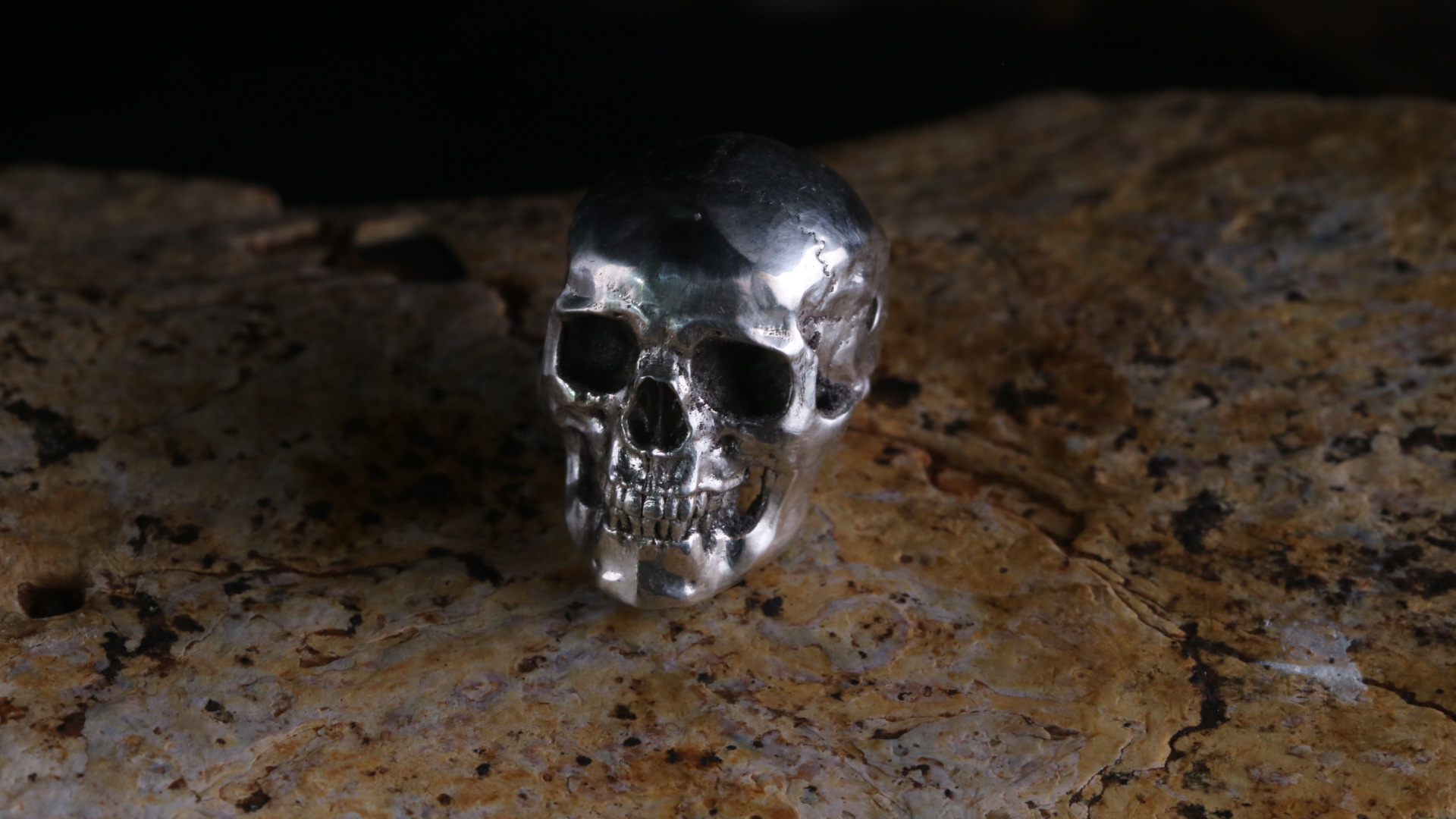 925银银制品 高光骷髅隔珠素款百搭饰品