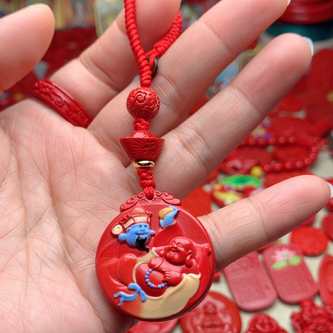 天然辰砂工艺品朱砂钥匙扣