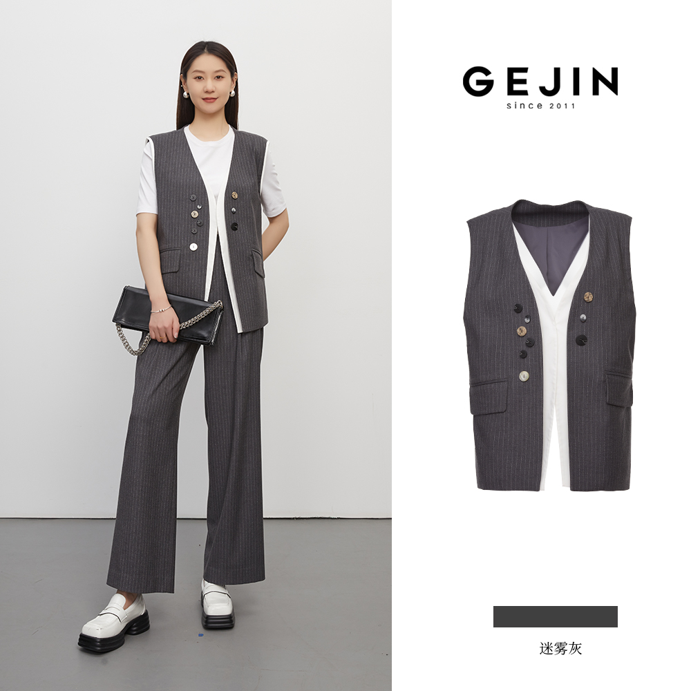 GEJIN/歌锦秋季新款气质商务通勤风假两件西装马甲93325903481