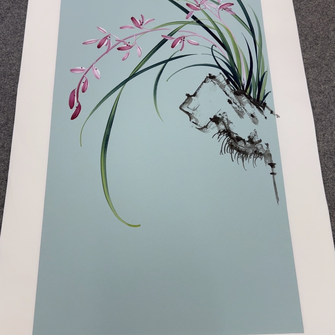 国画一笔两色立体兰花