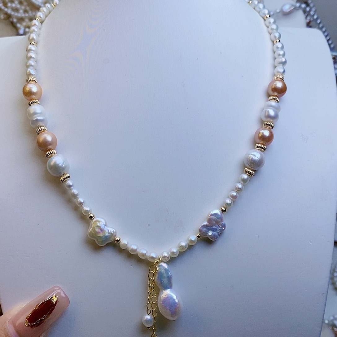 淡水珍珠颈饰银S925镶嵌