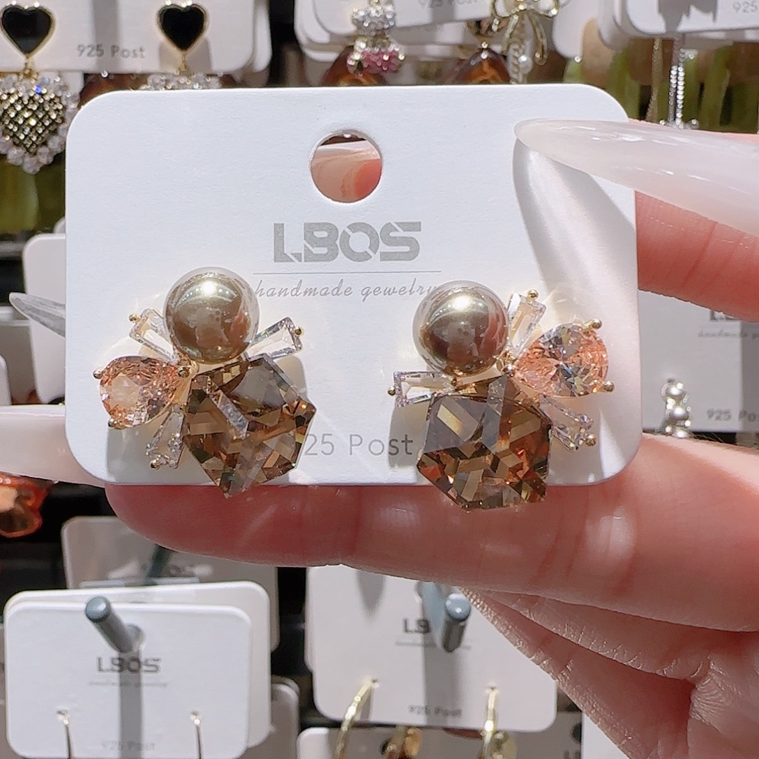 铜合金锆石925银耳环