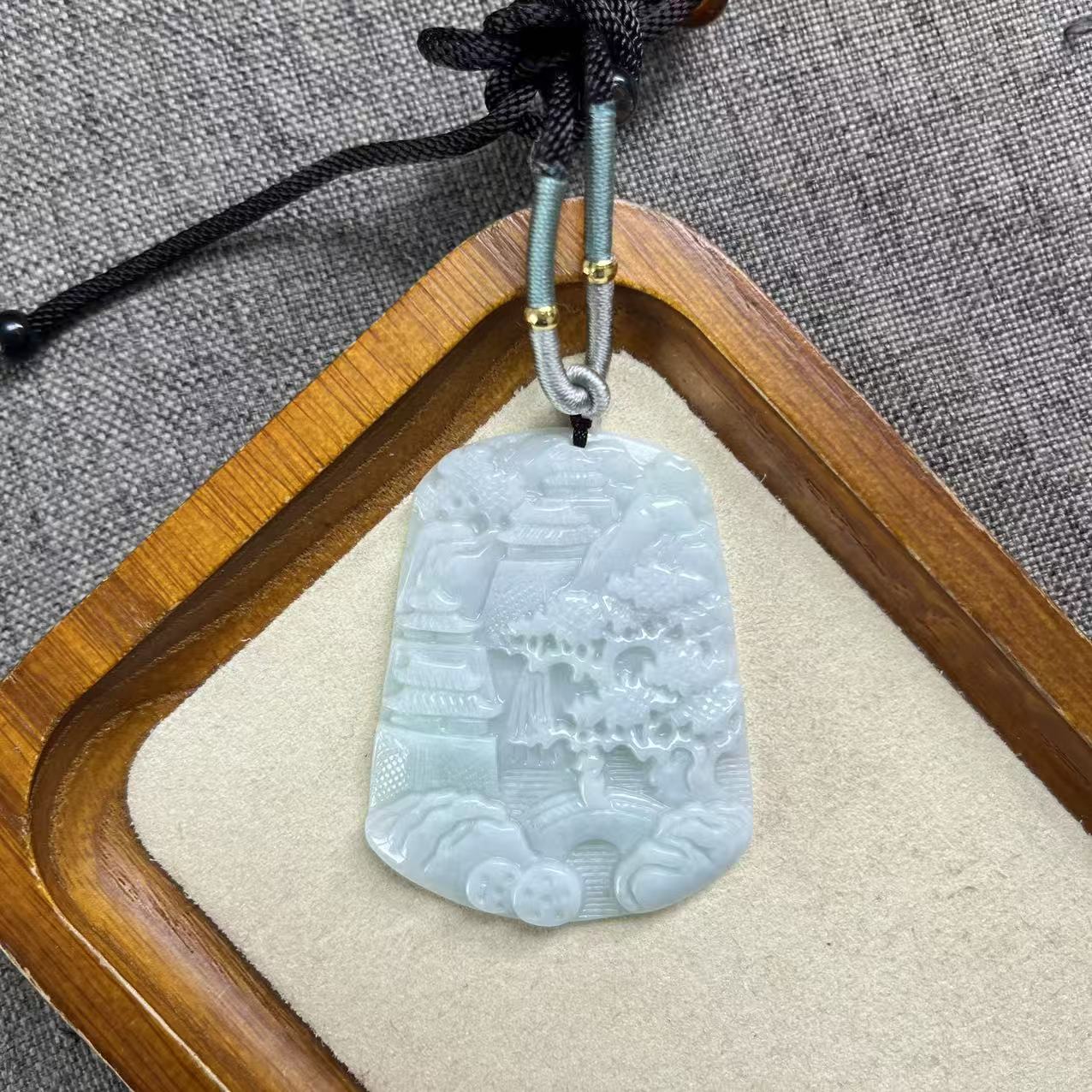 天然A货翡翠山水吊坠@@WB50906001