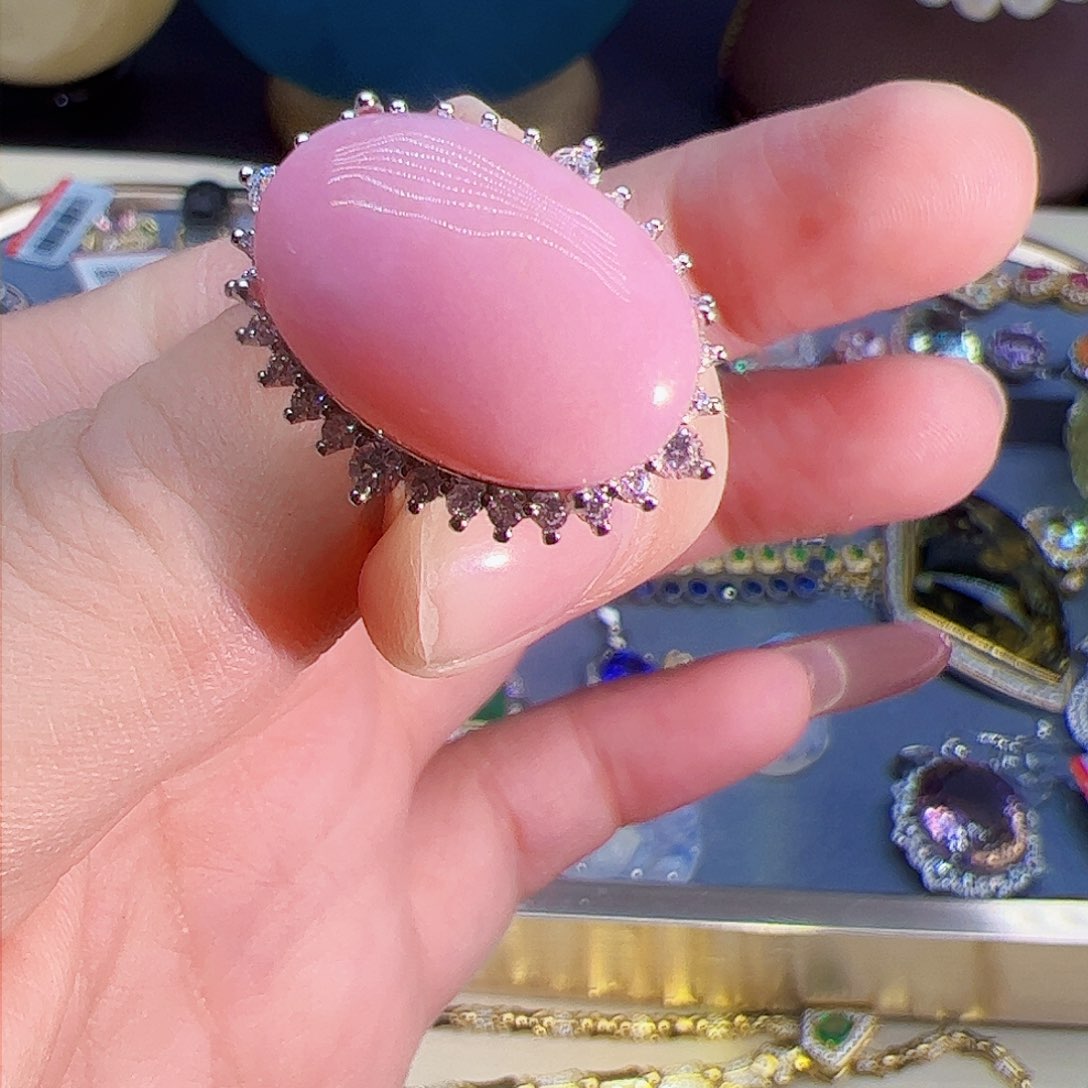 蛋白石欧泊戒指银S925镶嵌