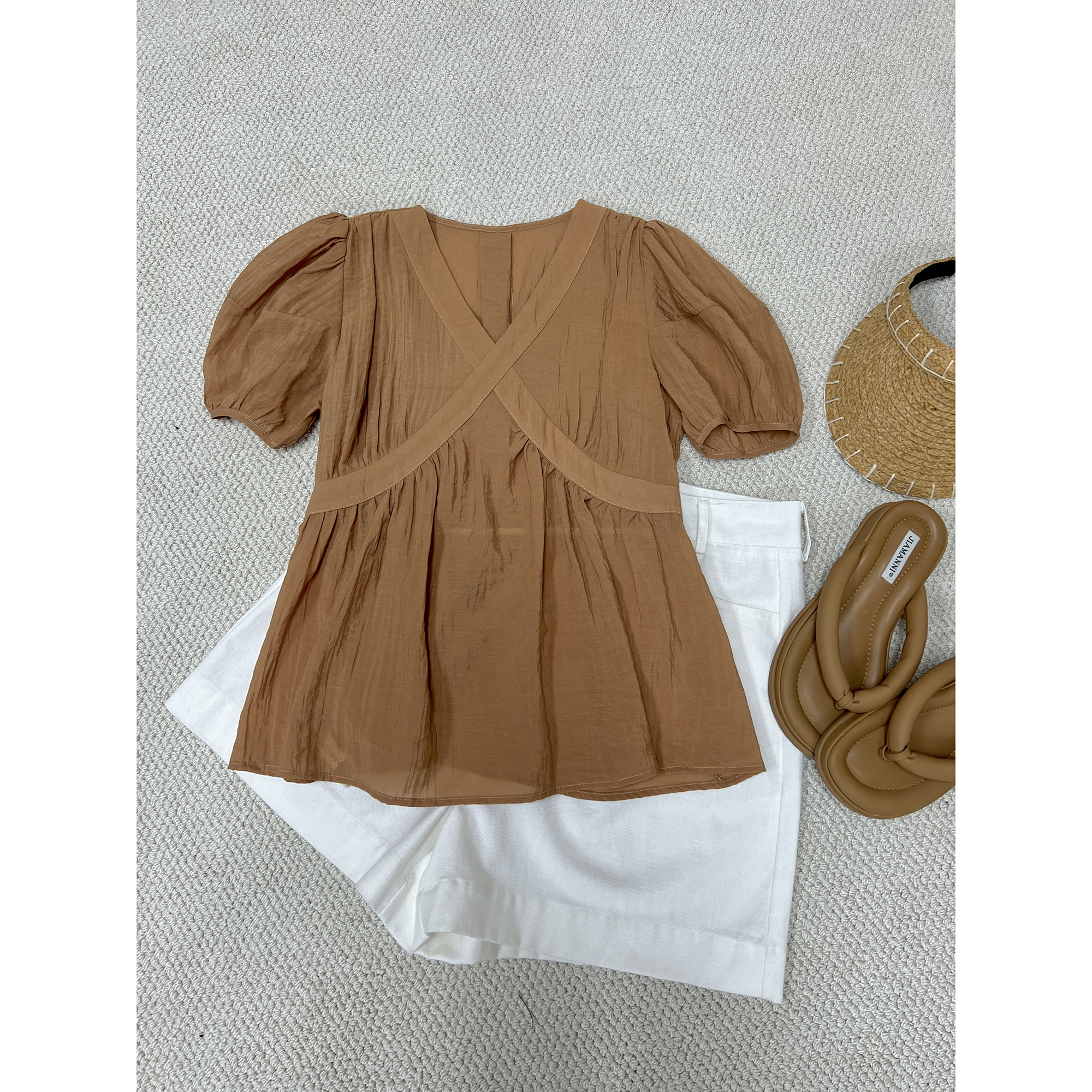 桔色V领娃娃衫88780（清）