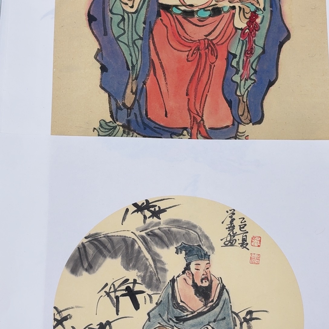 吴***隅国画28圆形人物一张