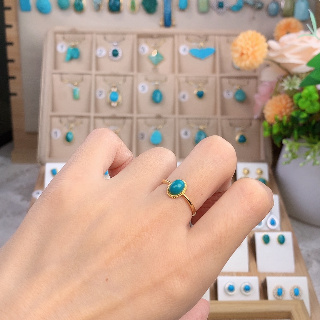 绿松石银S925镶嵌戒指