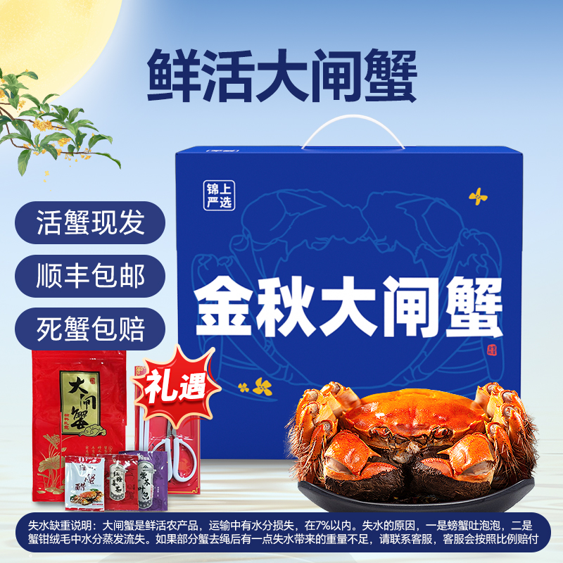 【活蟹】锦上严选大闸蟹  全母蟹2.8-3.0两/只 只数任选 活蟹礼盒