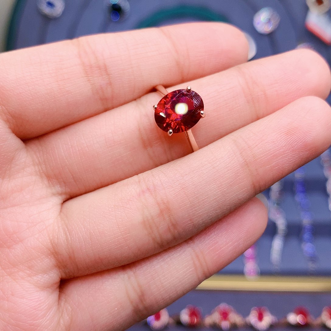 红宝石戒指银S925镶嵌