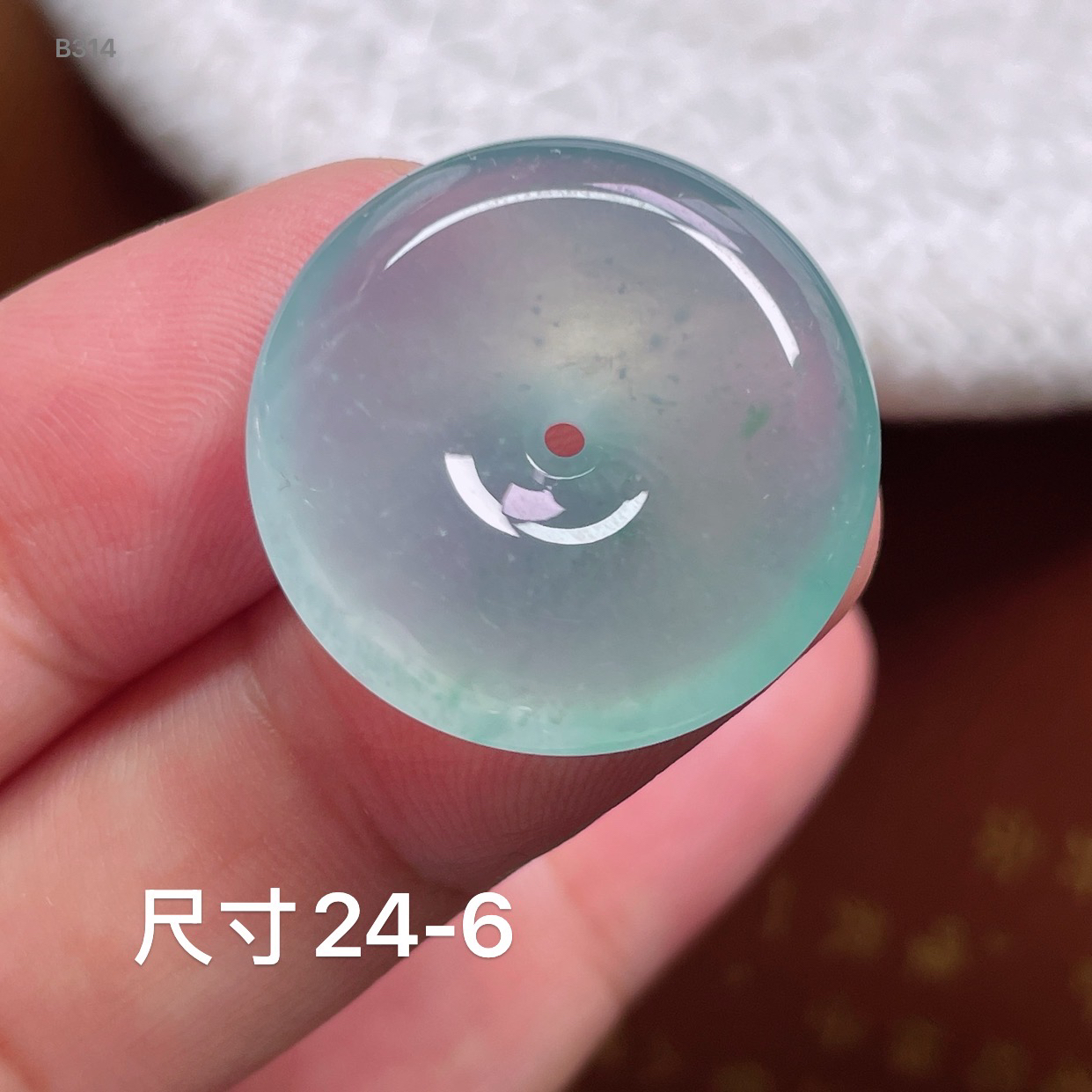 冰种起胶缅甸翡翠平安扣吊坠冰透高冰