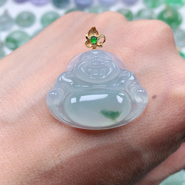 翡翠吊坠(不含链)18K金镶嵌