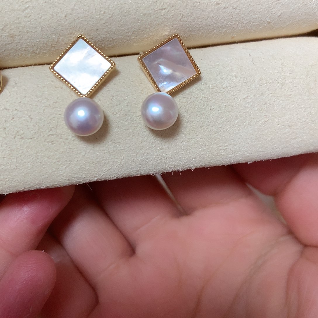 淡水珍珠耳饰合金