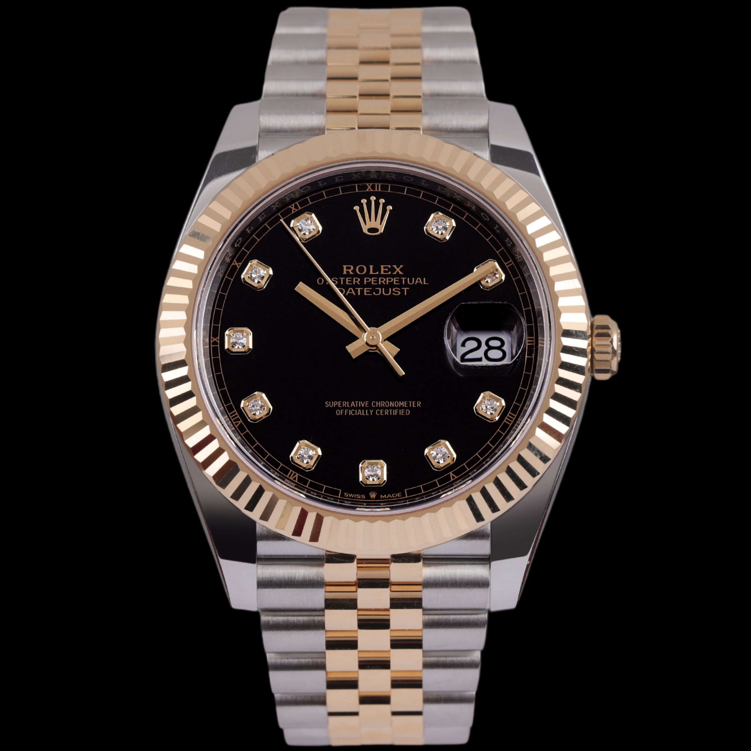 99新 Rolex/劳力士 S/间金黑面钻刻日志126333/25年未使用全/41mm
