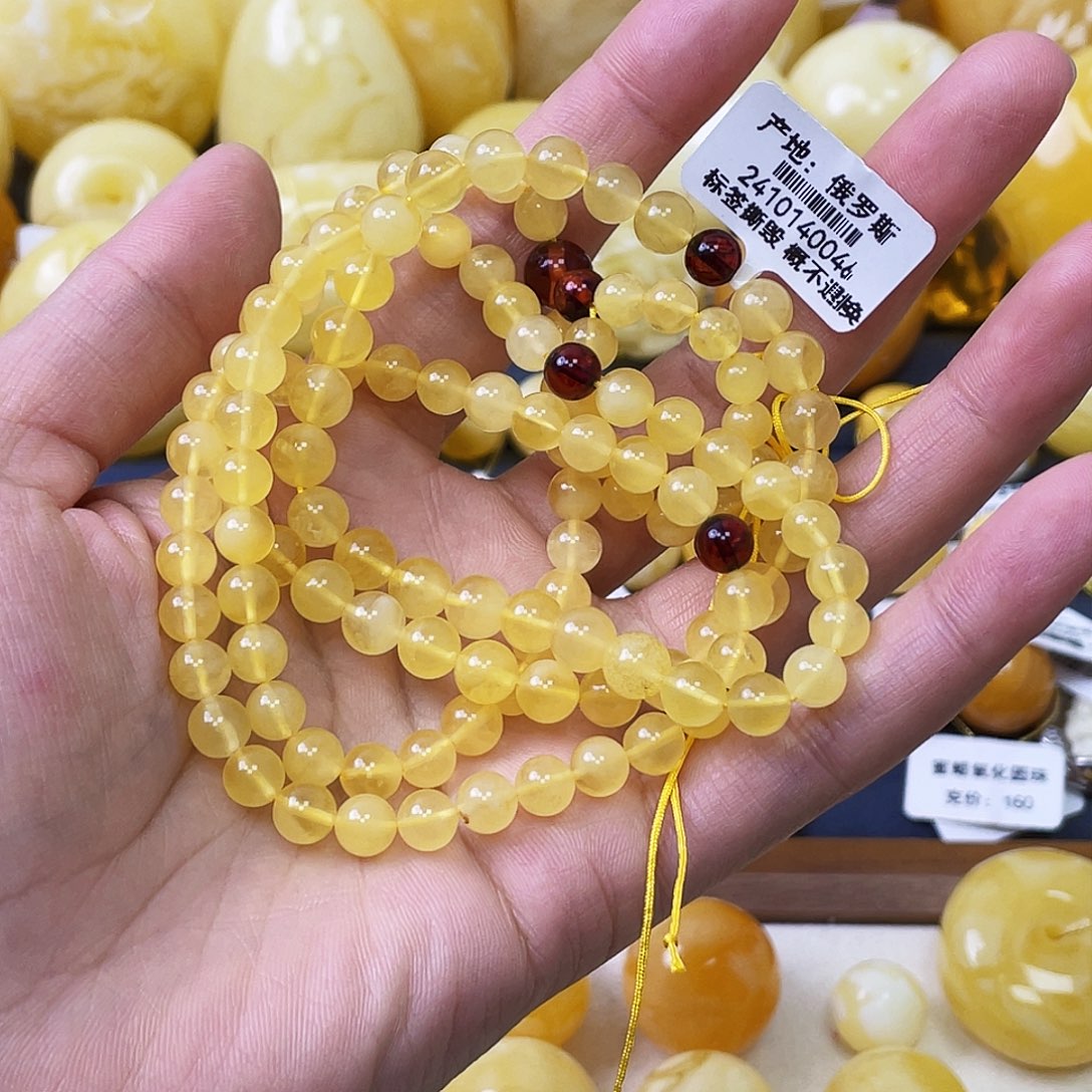 蜜蜡未镶嵌珠宝奇石旋***军6+mm金白108mm 福利款 