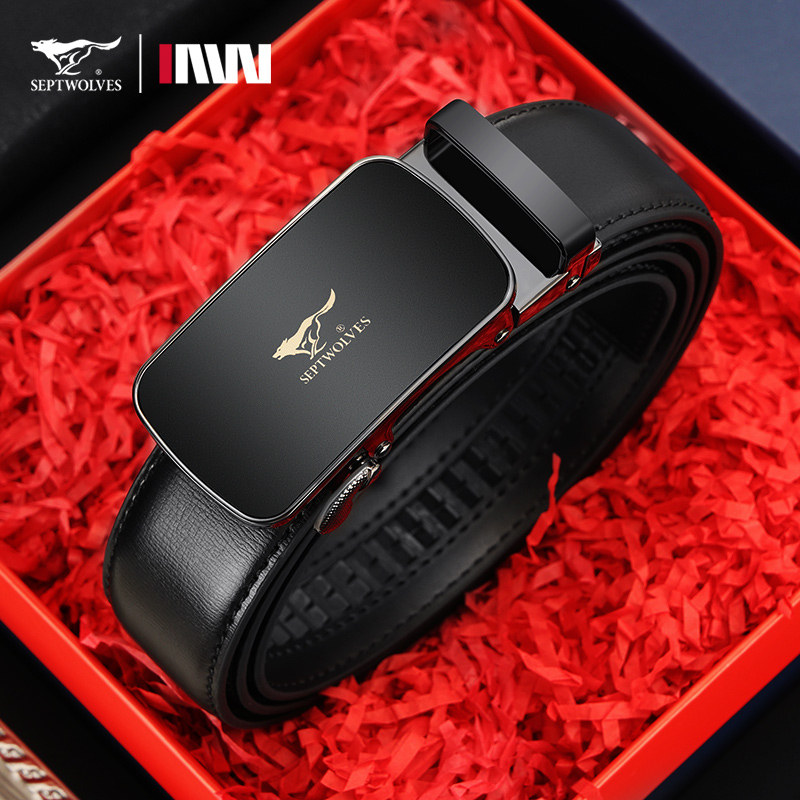 七匹狼男士自动扣皮带2025年真皮商务休闲百搭裤腰带舒适软牛皮带