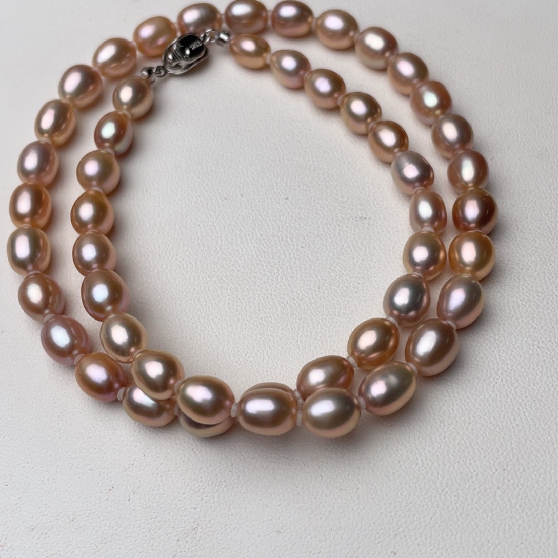 项链淡水珍珠银S925镶嵌6-7mm