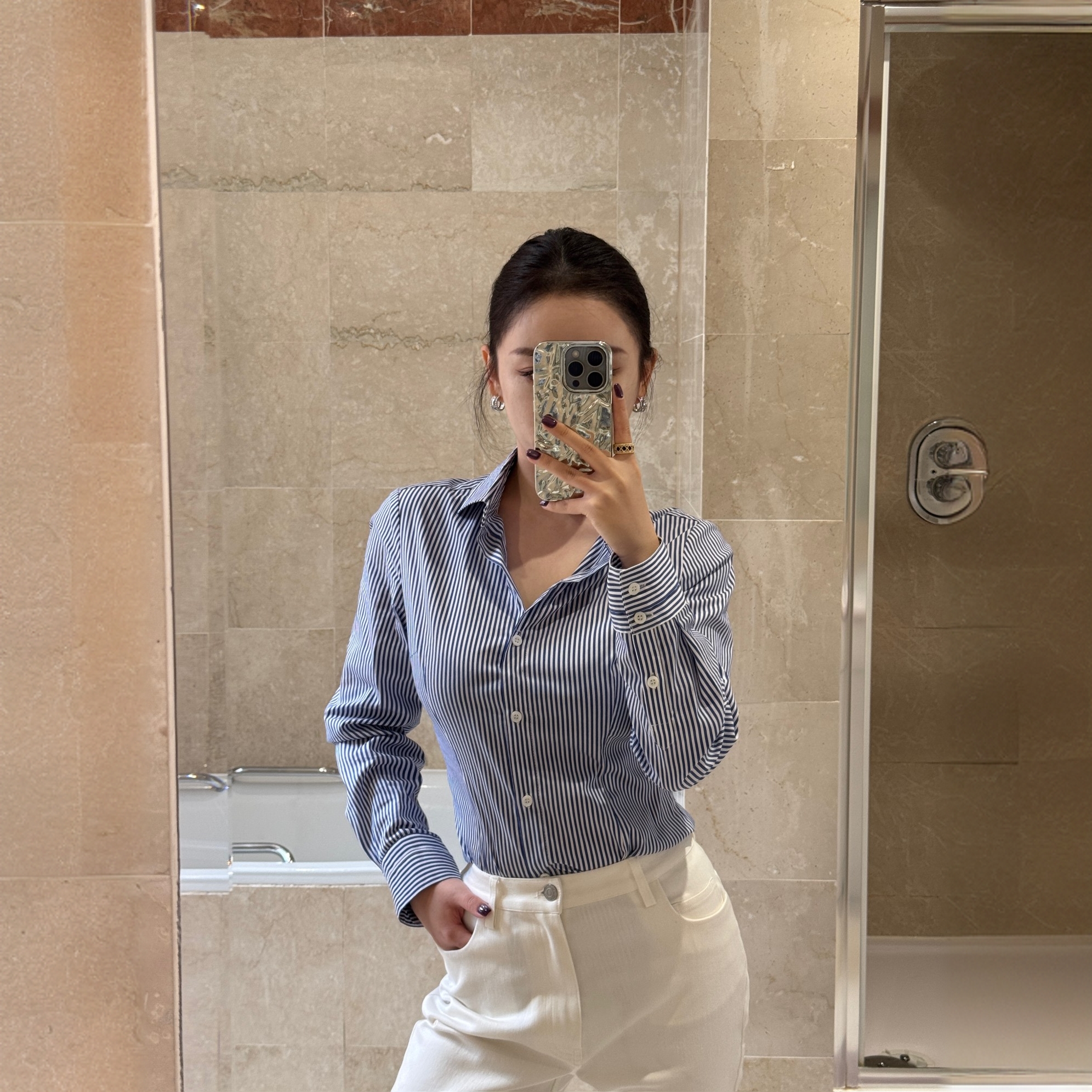 DIDI LAUREN“高智分子”高级经典款蓝色条纹衬衫