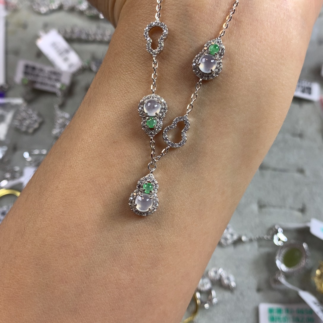 翡翠银S925镶嵌戒指项链