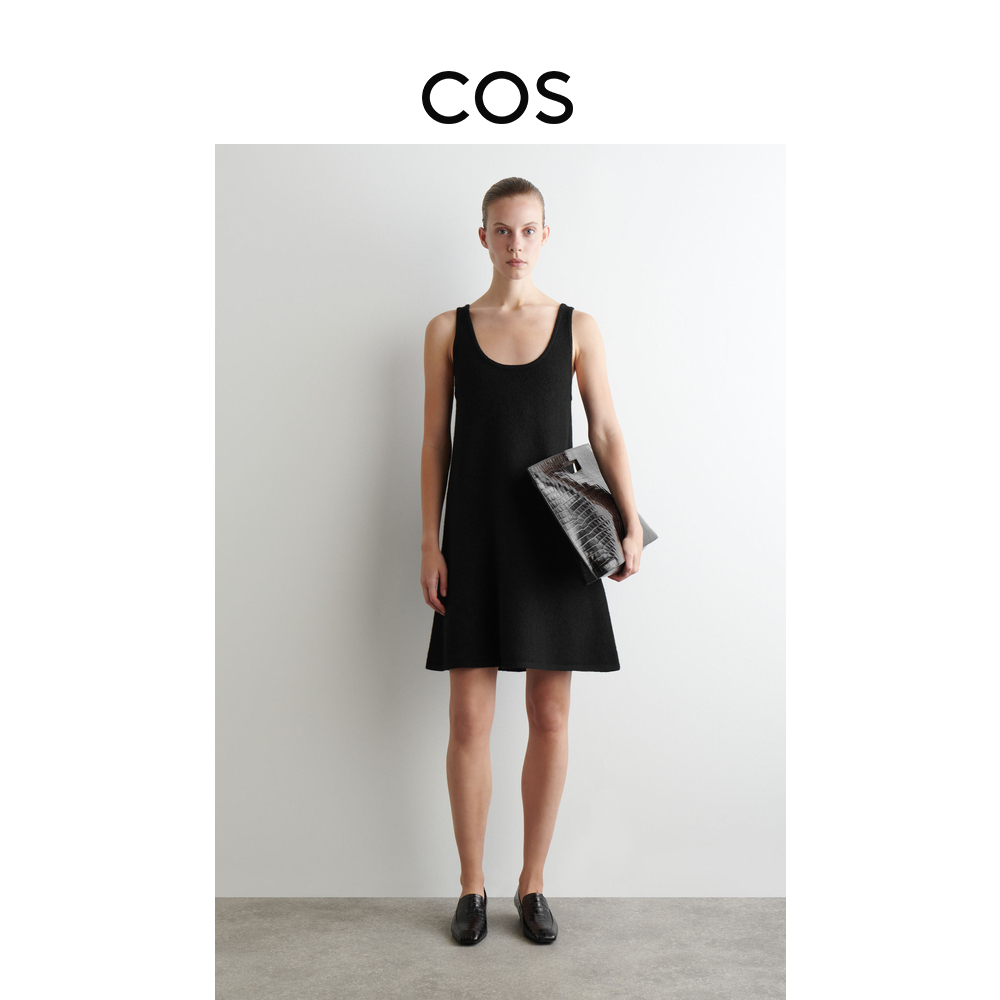 COS女装 标准版型美利奴羊毛迷你连衣裙2025秋季新品1302287001