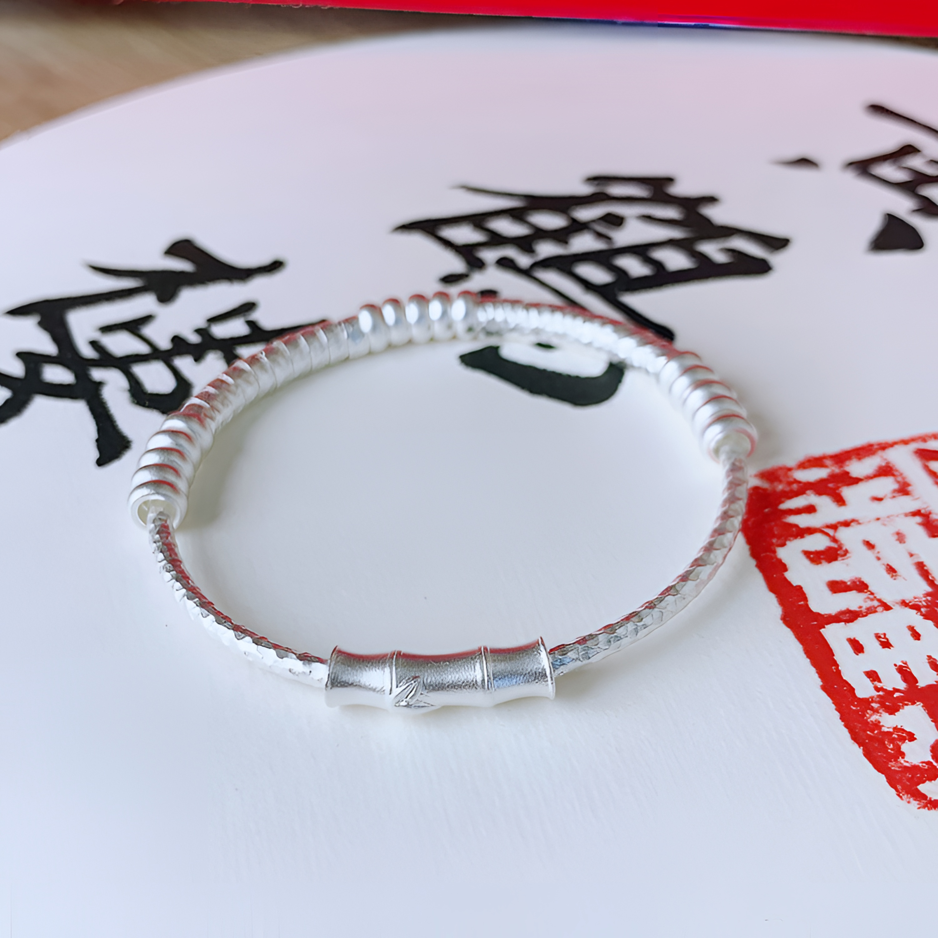 足银手镯 万贯盘缠竹节手镯实心9999节节高升时尚精美百搭25.9克