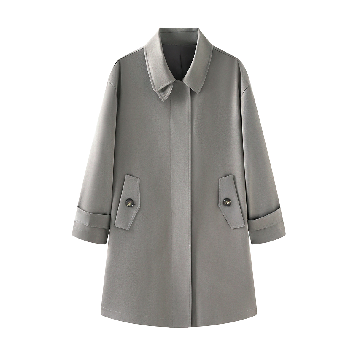 Childe Yao经典风衣女新款气质翻领排扣中长款休闲外套A10170