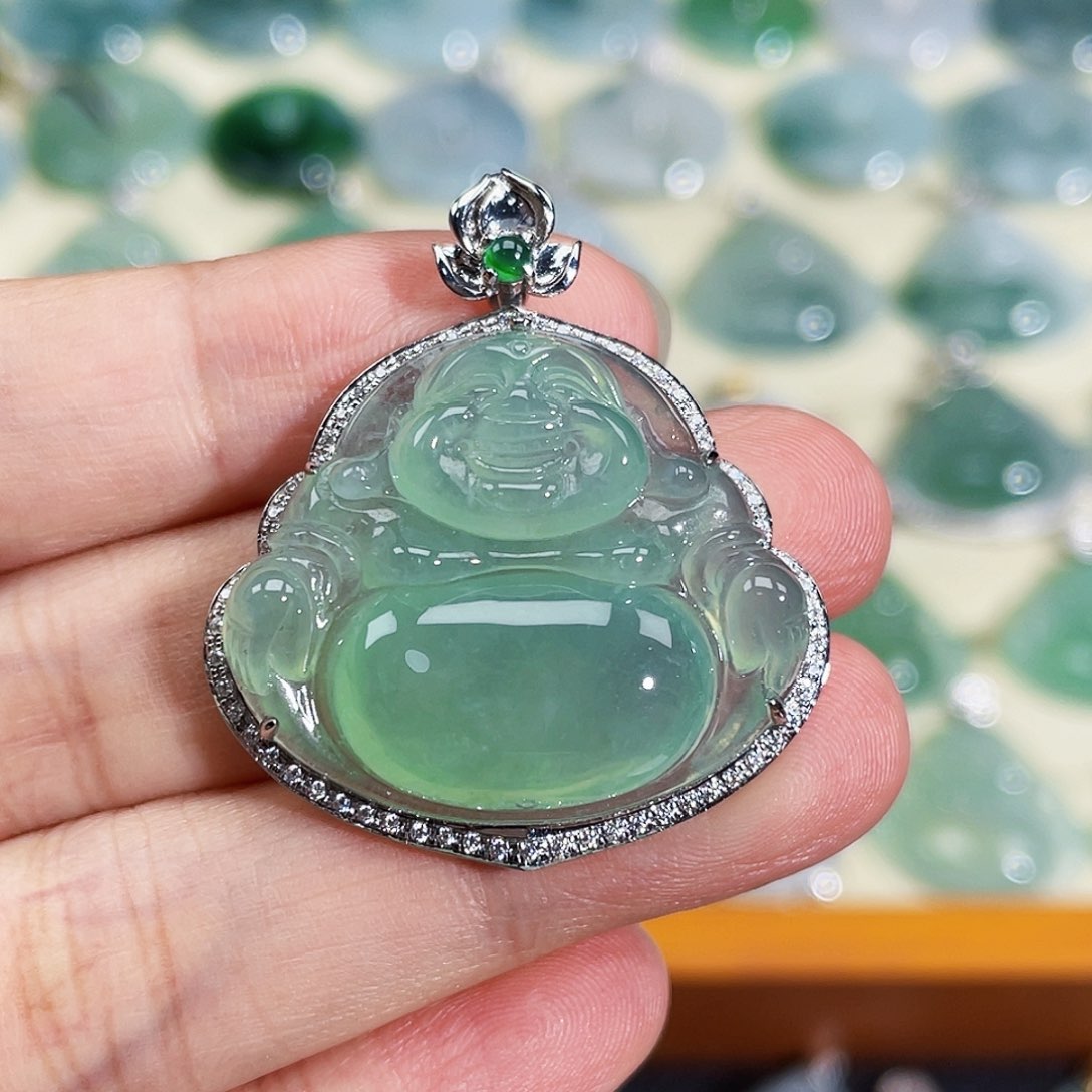 翡翠18K金镶嵌颈饰宦*吊坠