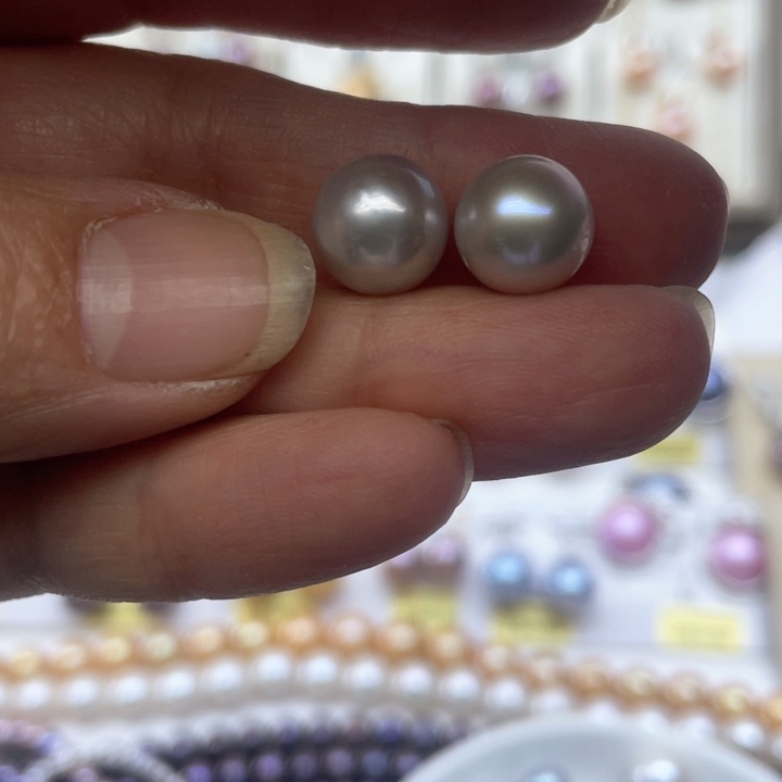 淡水珍珠耳饰银S925镶嵌