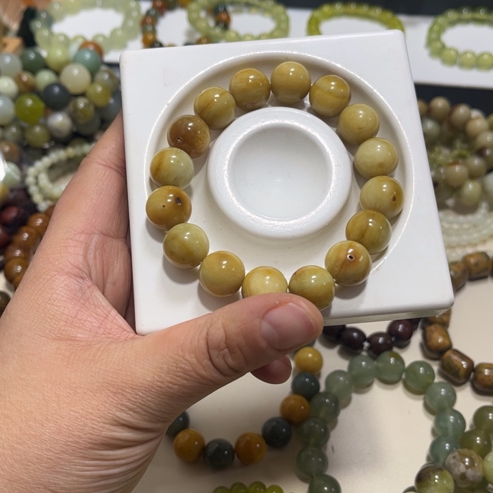 蛇纹石玉未镶嵌手链卡14