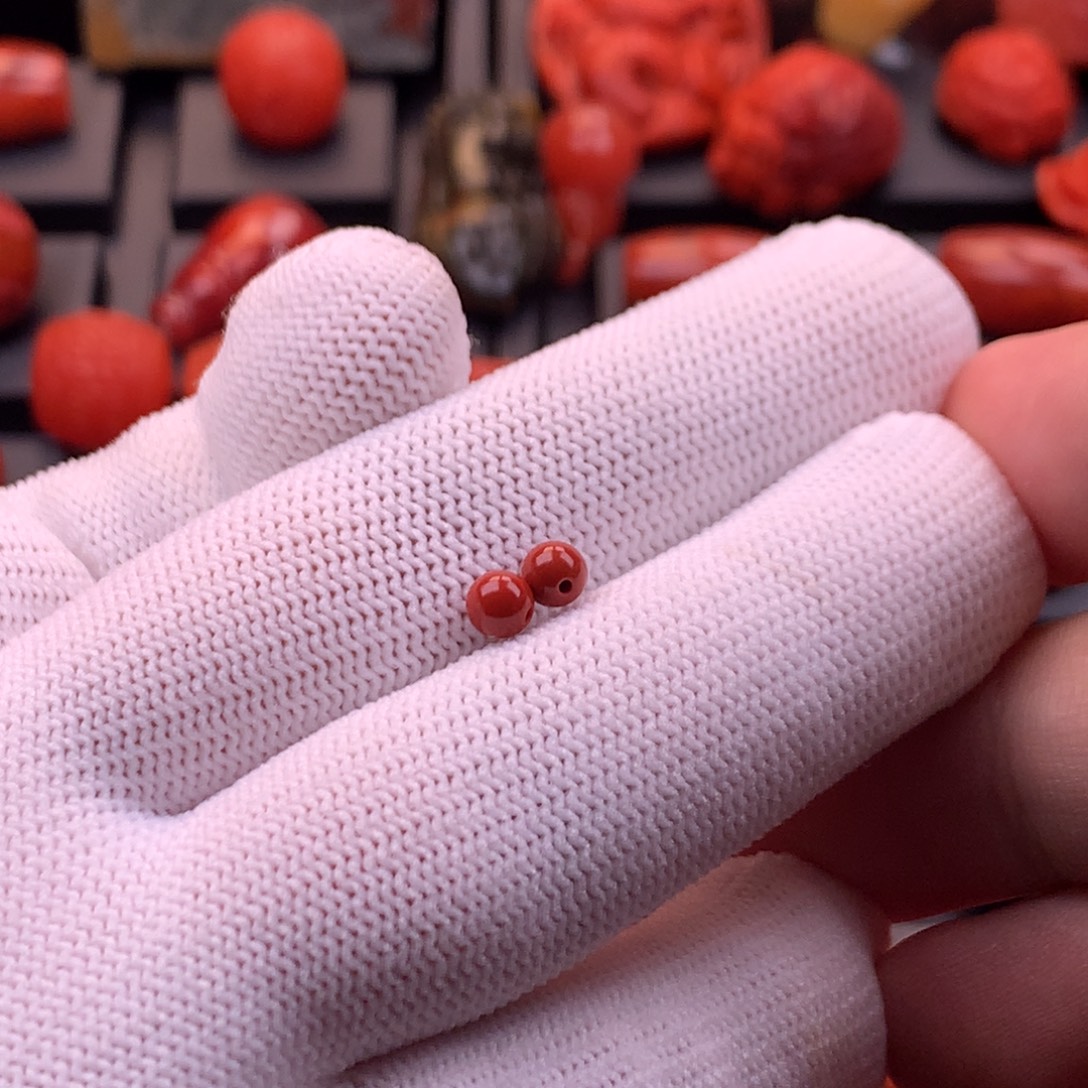 南红玛瑙未镶嵌川料原矿满色满肉圆珠对珠4mm+