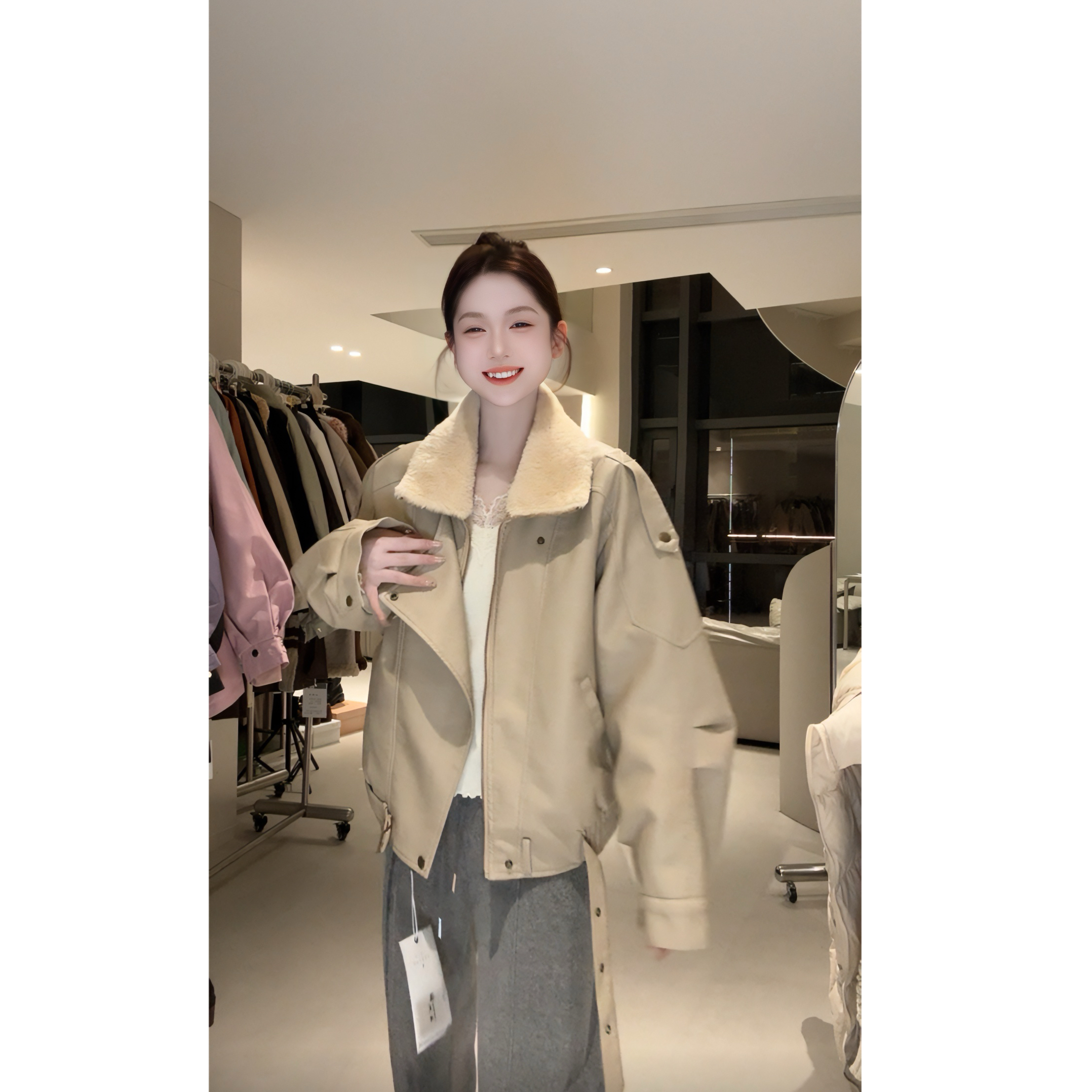 A新款ins皮衣外套女港风辣妹百搭皮夹克韩版风宽松机车服86016