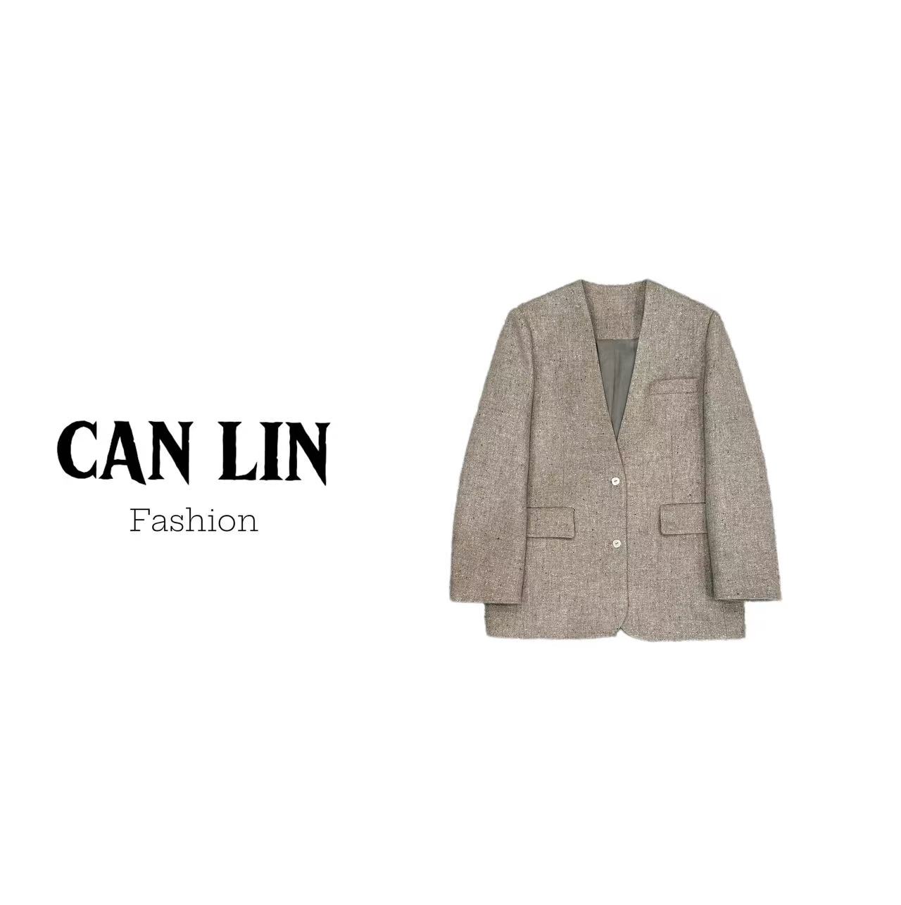 CAN LIN秋款羊毛西装外套质感极简百搭老钱感外套宽松慵懒女