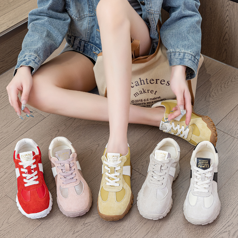 【朱朱】6CM小个子增高7厘米真皮防滑百搭德训鞋新款鞋子女软底女鞋