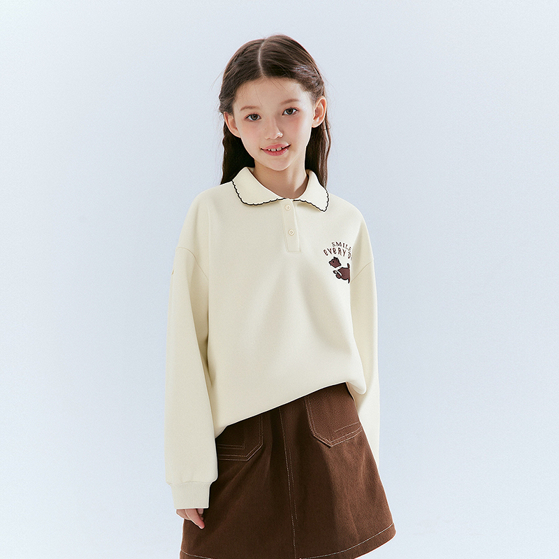 DEESHA/笛莎女童秋冬新款学院风童装长袖加绒POLO卫衣-9M2552401