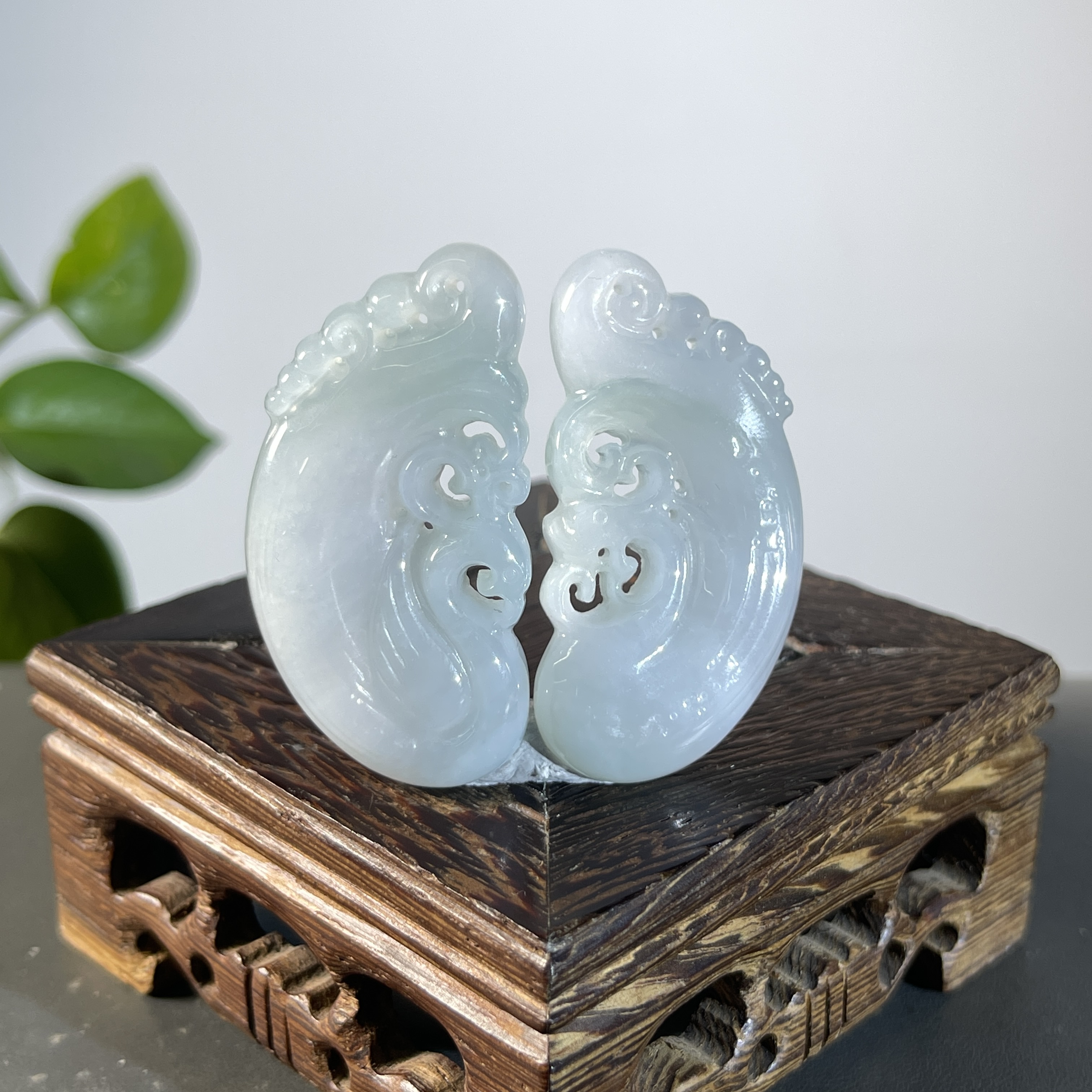 JGB02-57  天然缅甸A货翡翠  龙凤呈祥