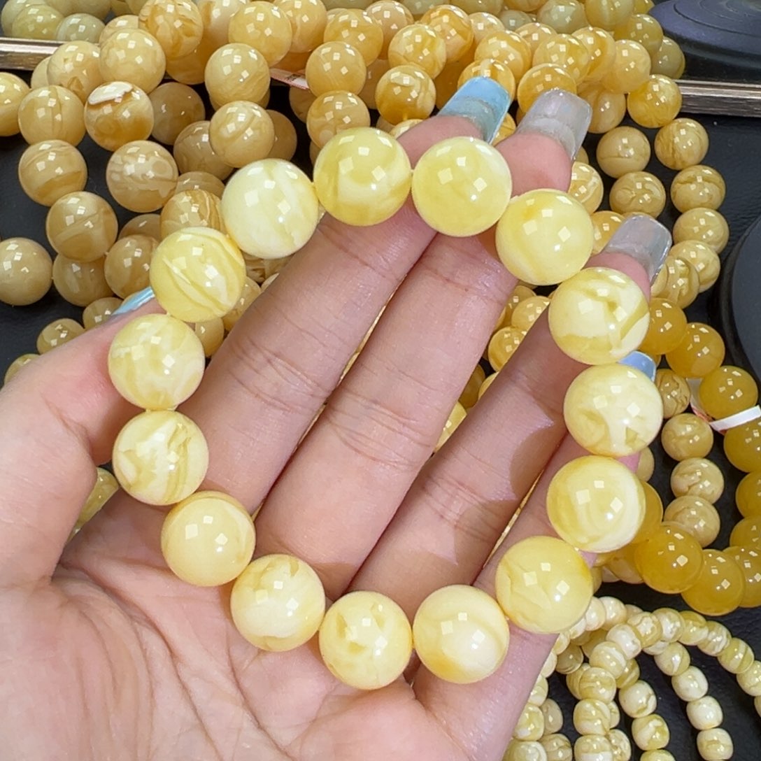 琥珀未镶嵌手链21.7白蜡妖花