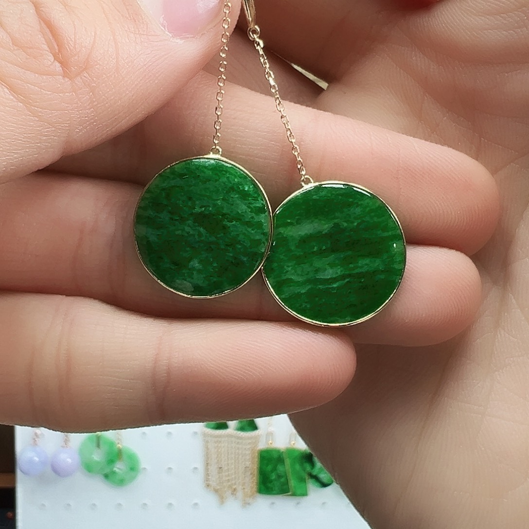 翡翠耳饰18K金镶嵌耳饰