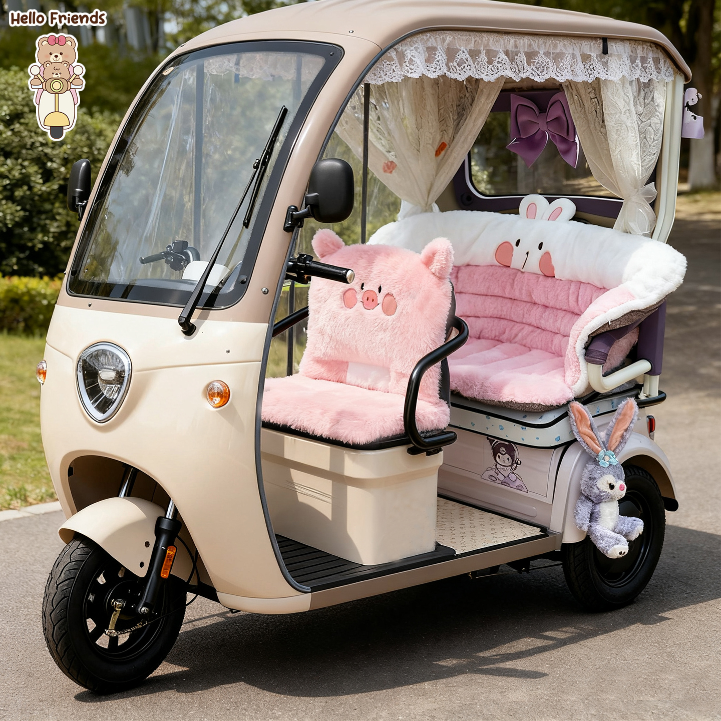 电动三轮车冬季毛绒坐垫三轮车座套保暖加厚适用爱玛金彭新日小刀